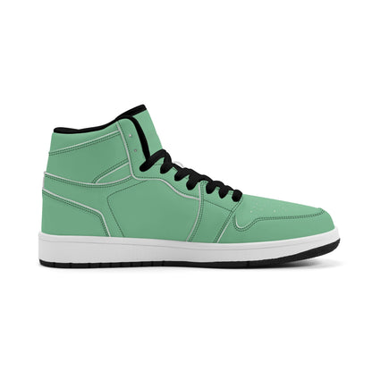Solid mint green Jamrock High high top sneakers, white laces and white midsole