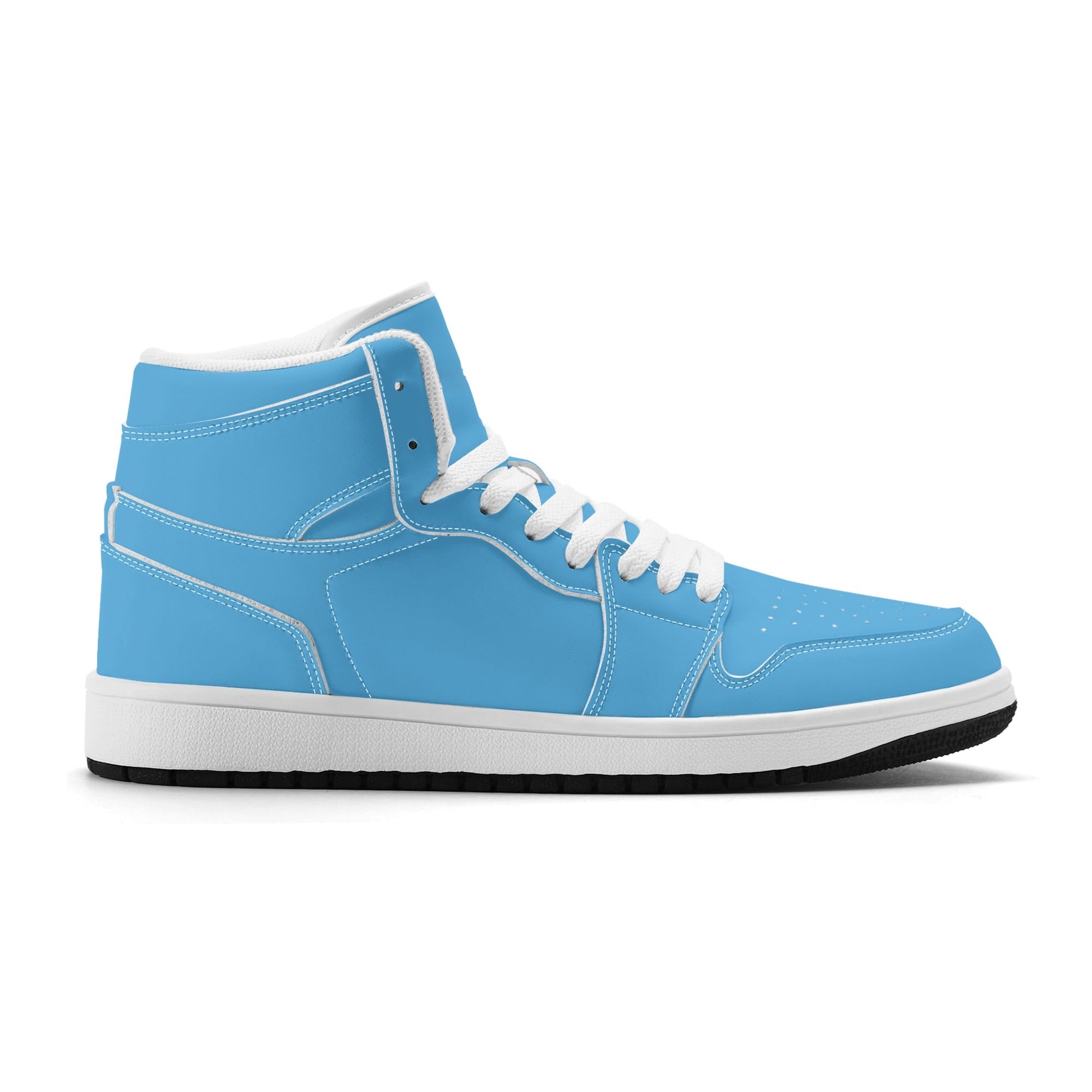 Solid aqua blue Jamrock High high top sneakers, white laces and white midsole