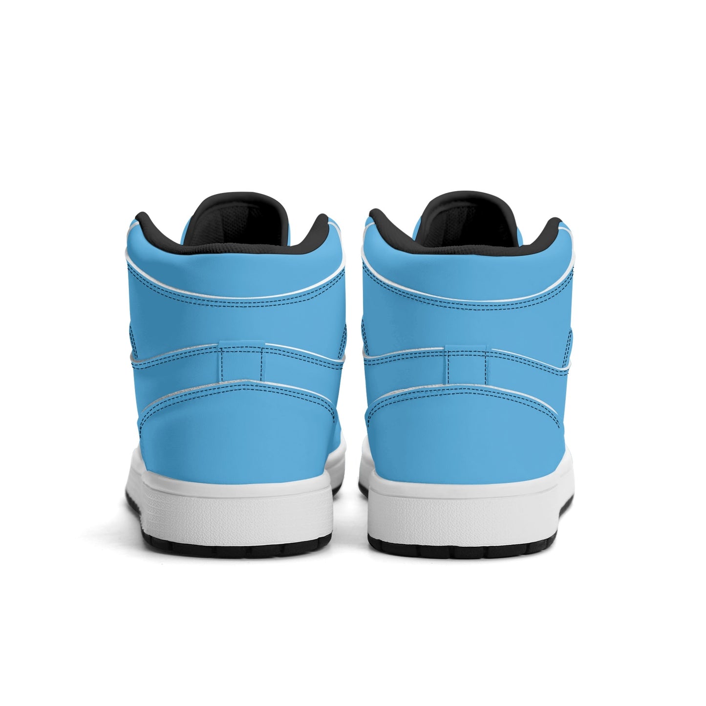 Solid aqua blue Jamrock High high top sneakers, white laces and white midsole