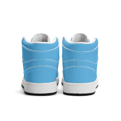 Solid aqua blue Jamrock High high top sneakers, white laces and white midsole