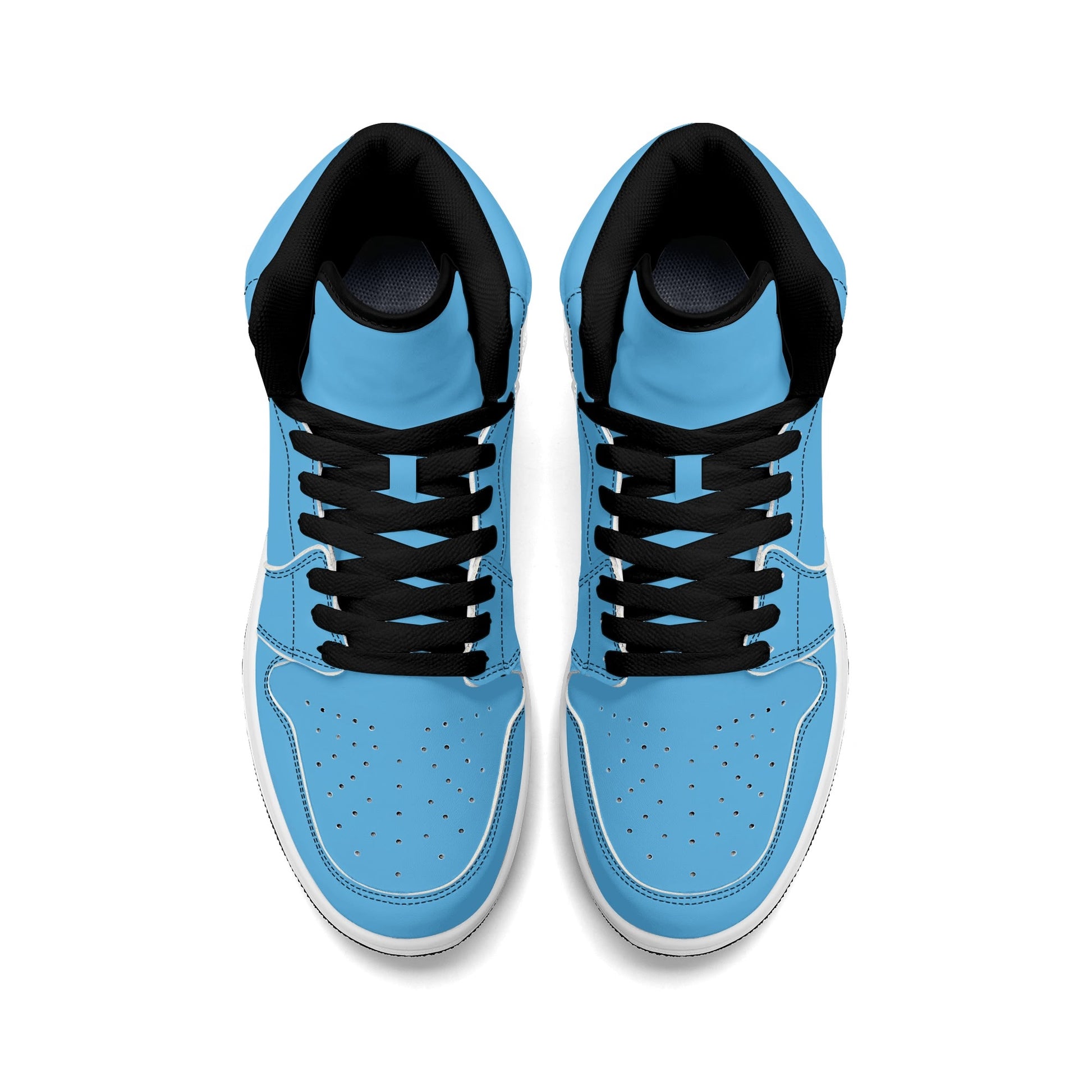 Solid aqua blue Jamrock High high top sneakers, white laces and white midsole
