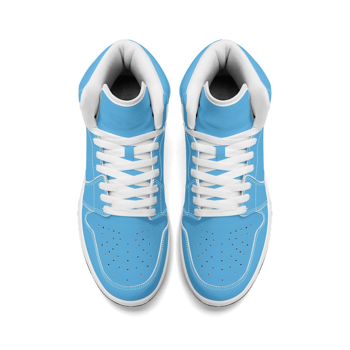Solid aqua blue Jamrock High high top sneakers, white laces and white midsole