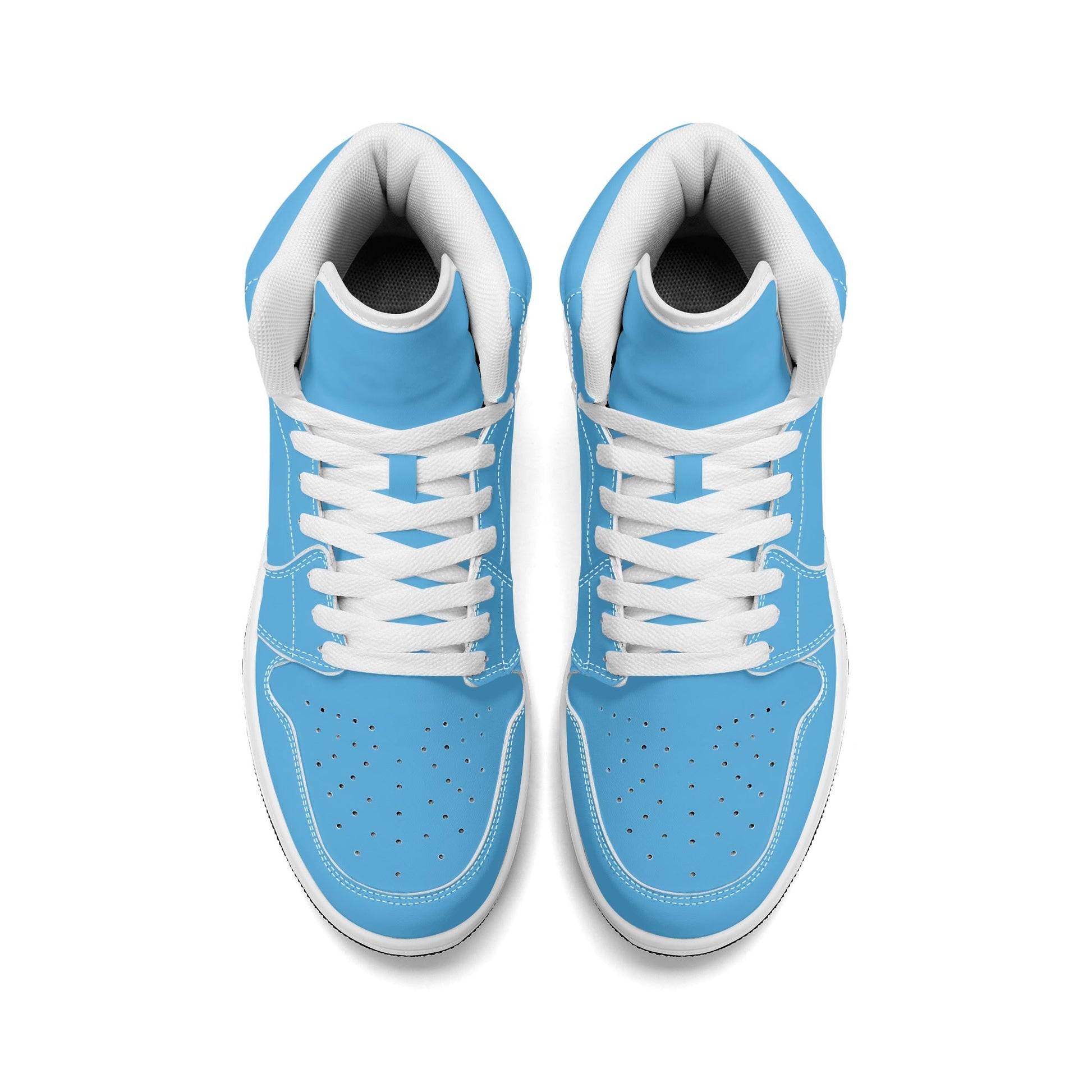 Solid aqua blue Jamrock High high top sneakers, white laces and white midsole