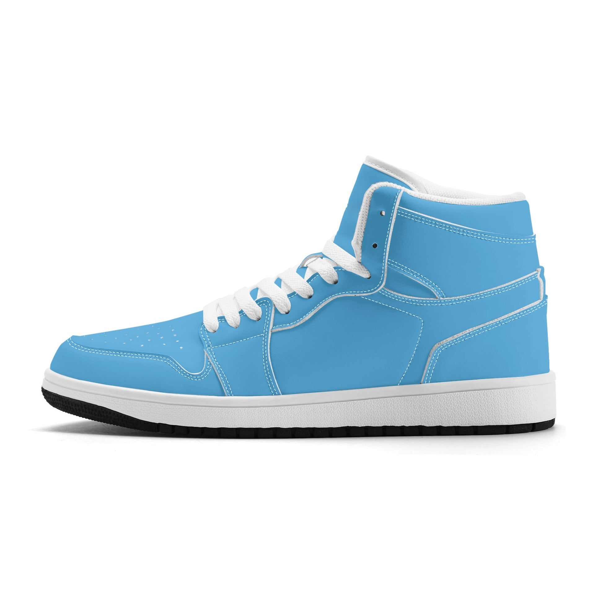 Solid aqua blue Jamrock High high top sneakers, white laces and white midsole