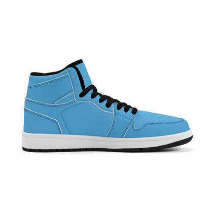 Solid aqua blue Jamrock High high top sneakers, white laces and white midsole