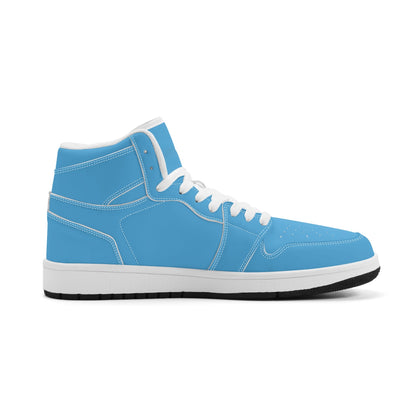 Solid aqua blue Jamrock High high top sneakers, white laces and white midsole
