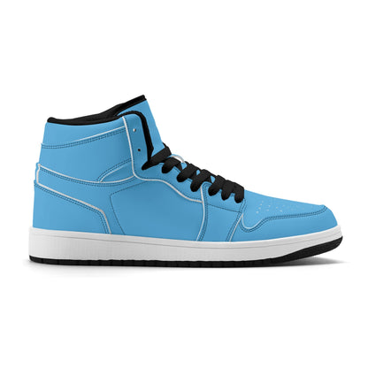 Solid aqua blue Jamrock High high top sneakers, white laces and white midsole