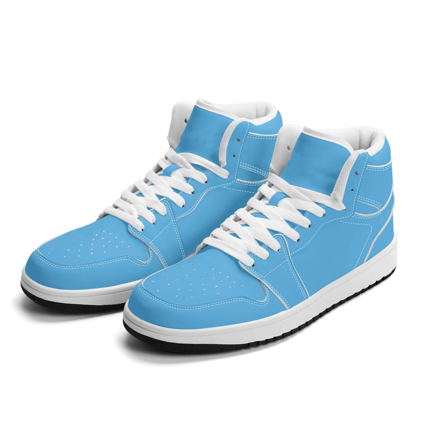 Solid aqua blue Jamrock High high top sneakers, white laces and white midsole