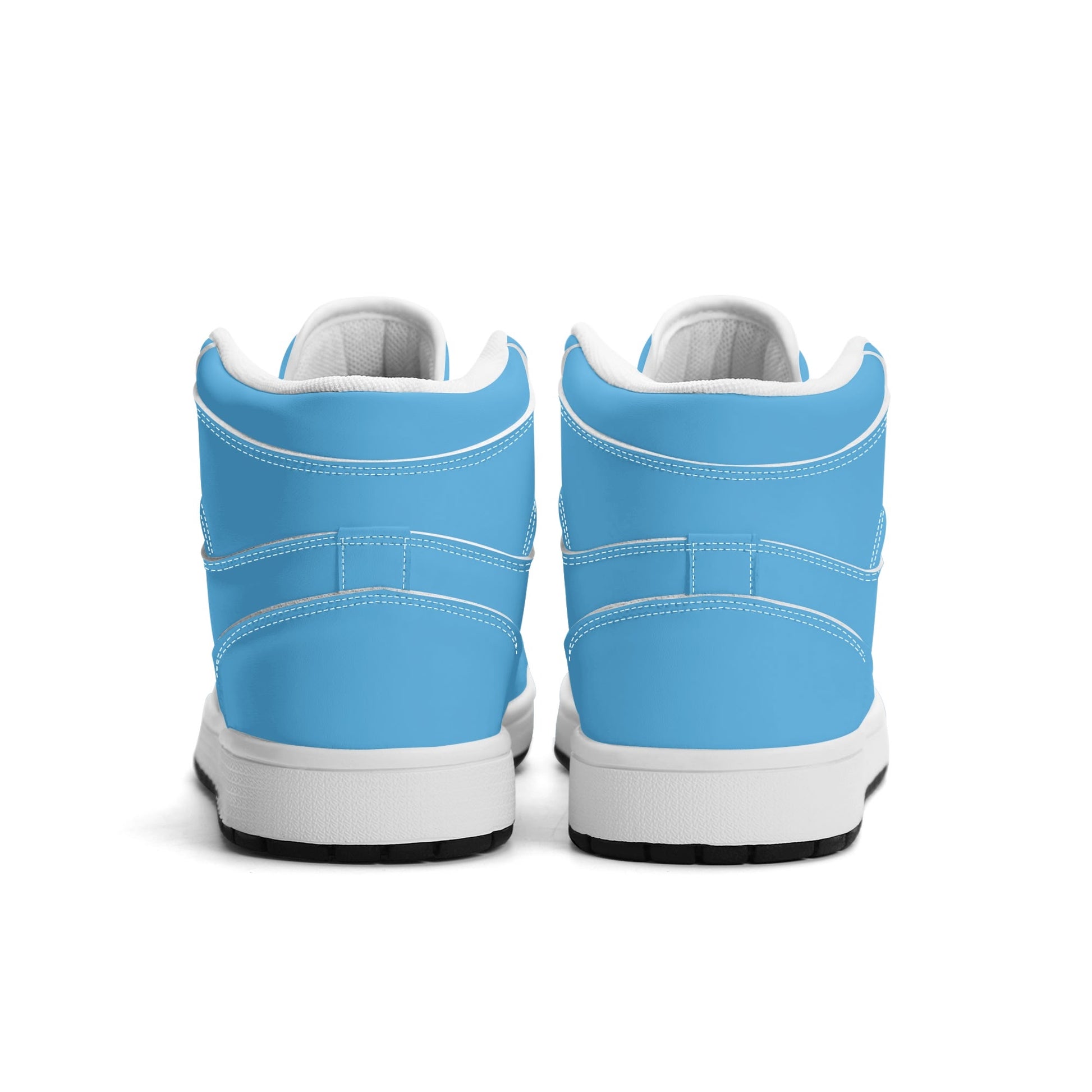 Solid aqua blue Jamrock High high top sneakers, white laces and white midsole