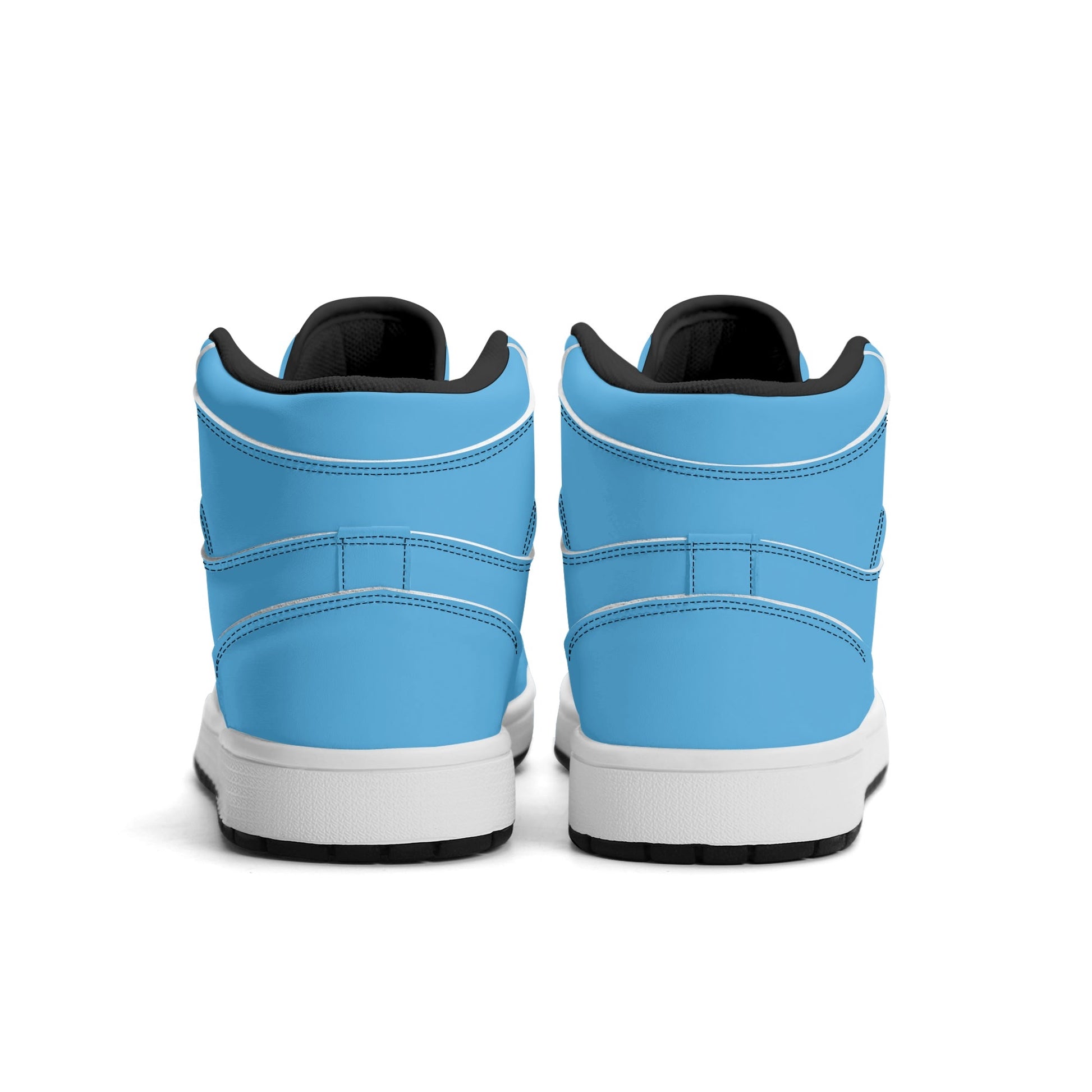 Solid aqua blue Jamrock High high top sneakers, white laces and white midsole