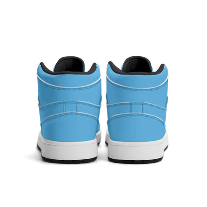 Solid aqua blue Jamrock High high top sneakers, white laces and white midsole