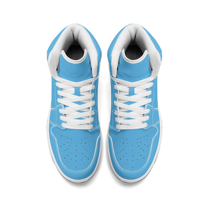 Solid aqua blue Jamrock High high top sneakers, white laces and white midsole