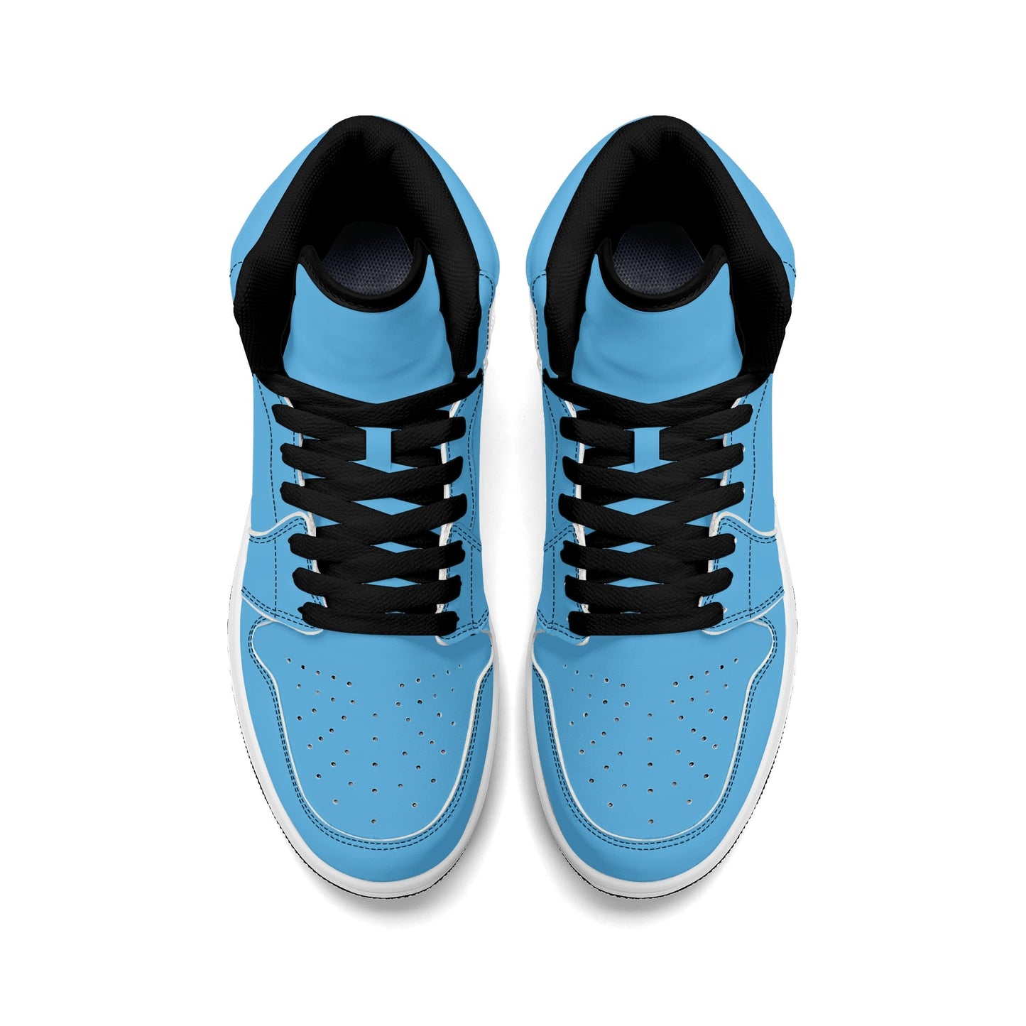 Solid aqua blue Jamrock High high top sneakers, white laces and white midsole