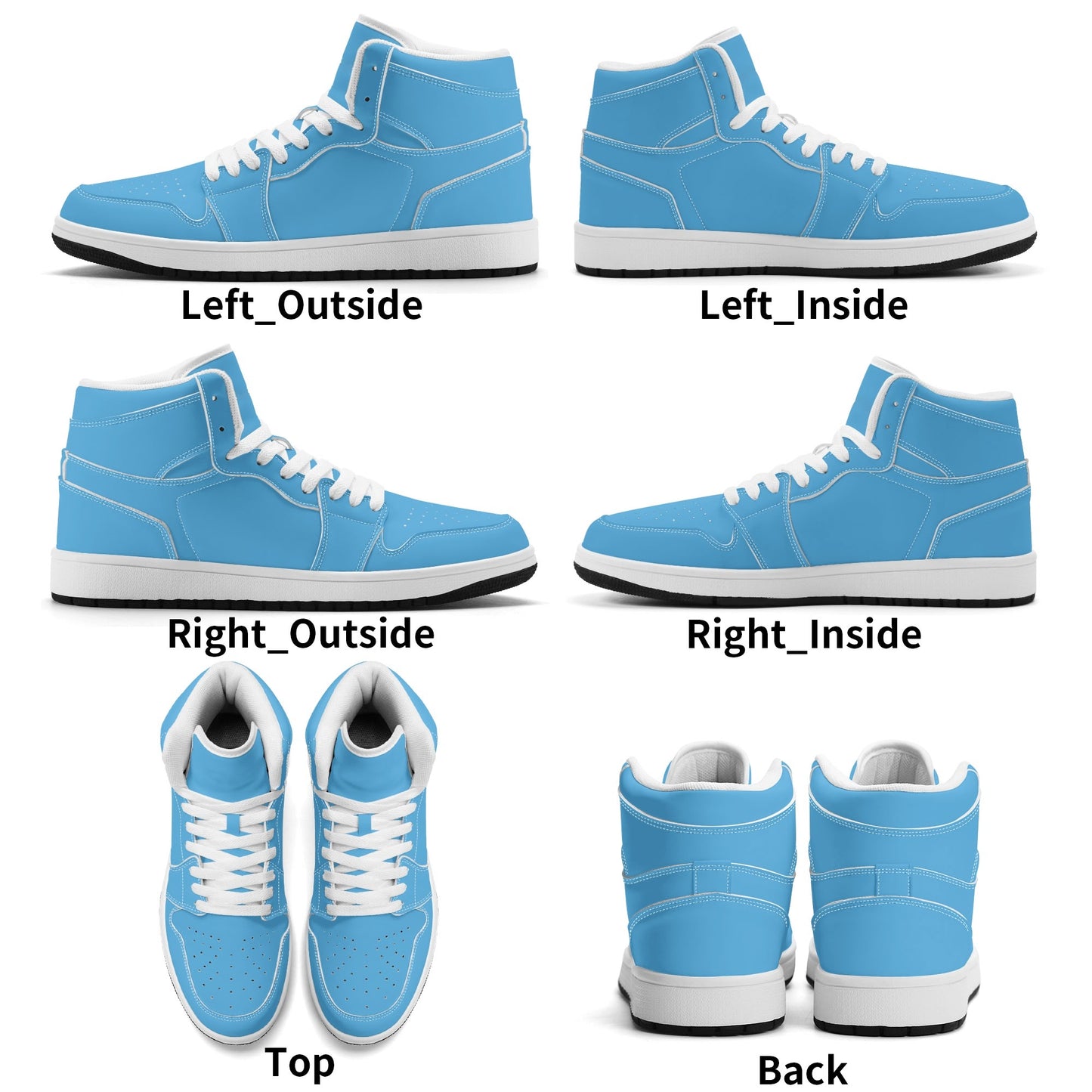 Solid aqua blue Jamrock High high top sneakers, white laces and white midsole