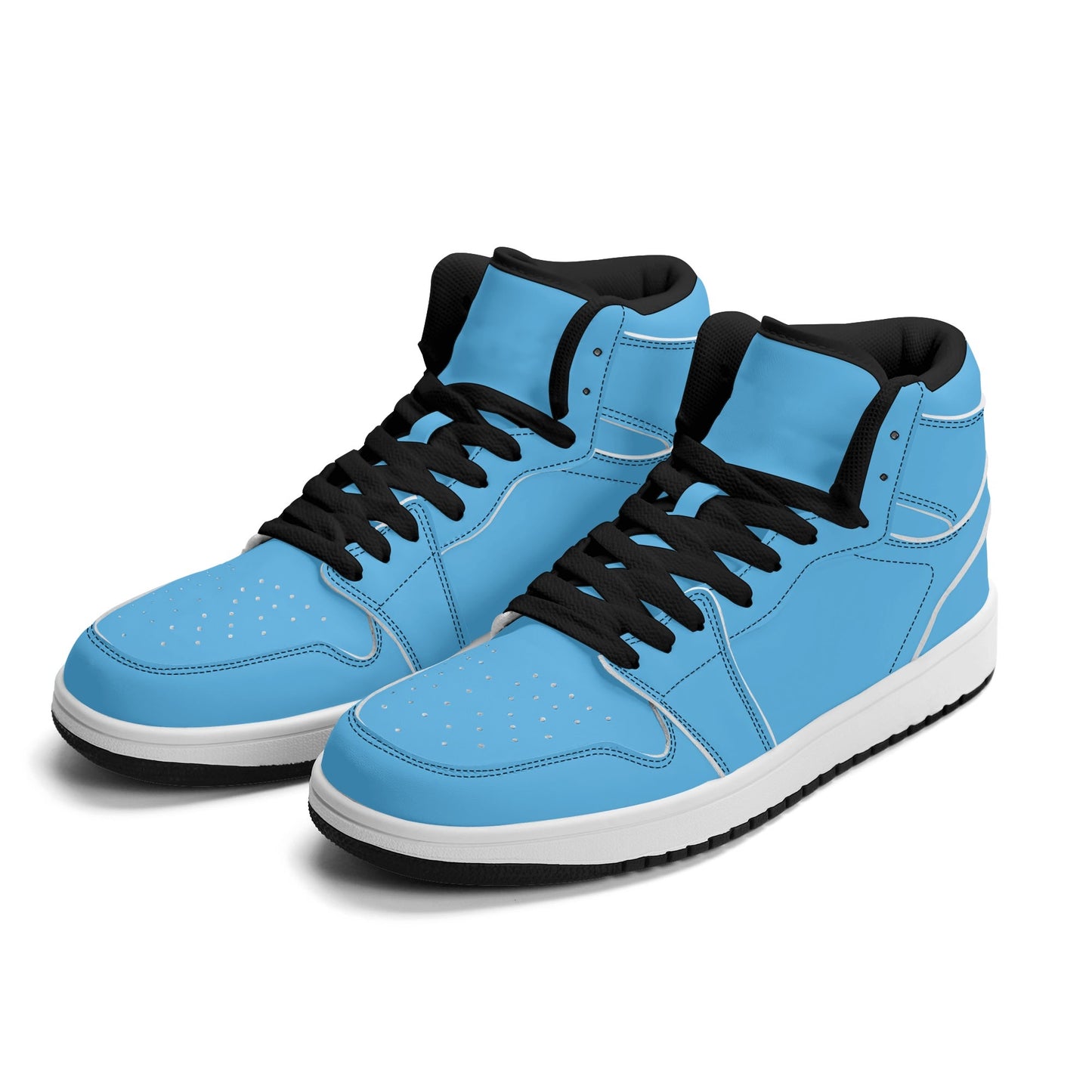Solid aqua blue Jamrock High high top sneakers, white laces and white midsole