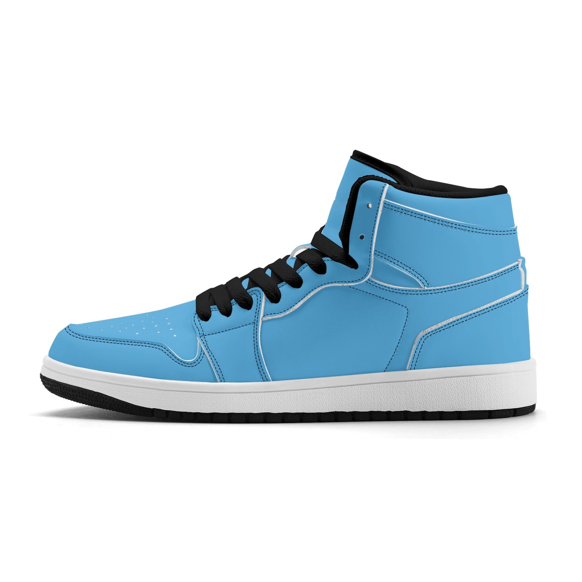Solid aqua blue Jamrock High high top sneakers, white laces and white midsole
