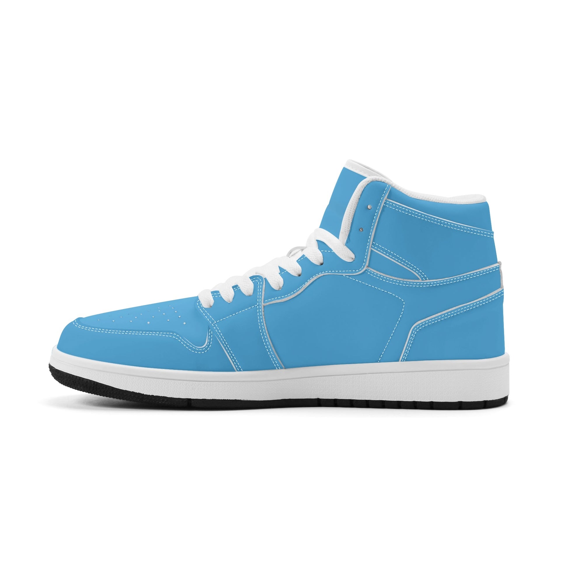 Solid aqua blue Jamrock High high top sneakers, white laces and white midsole