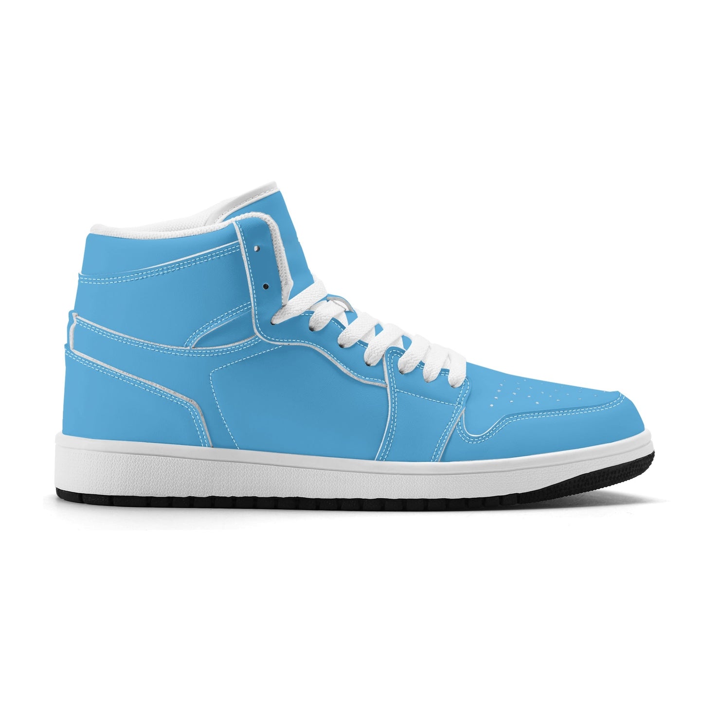 Solid aqua blue Jamrock High high top sneakers, white laces and white midsole