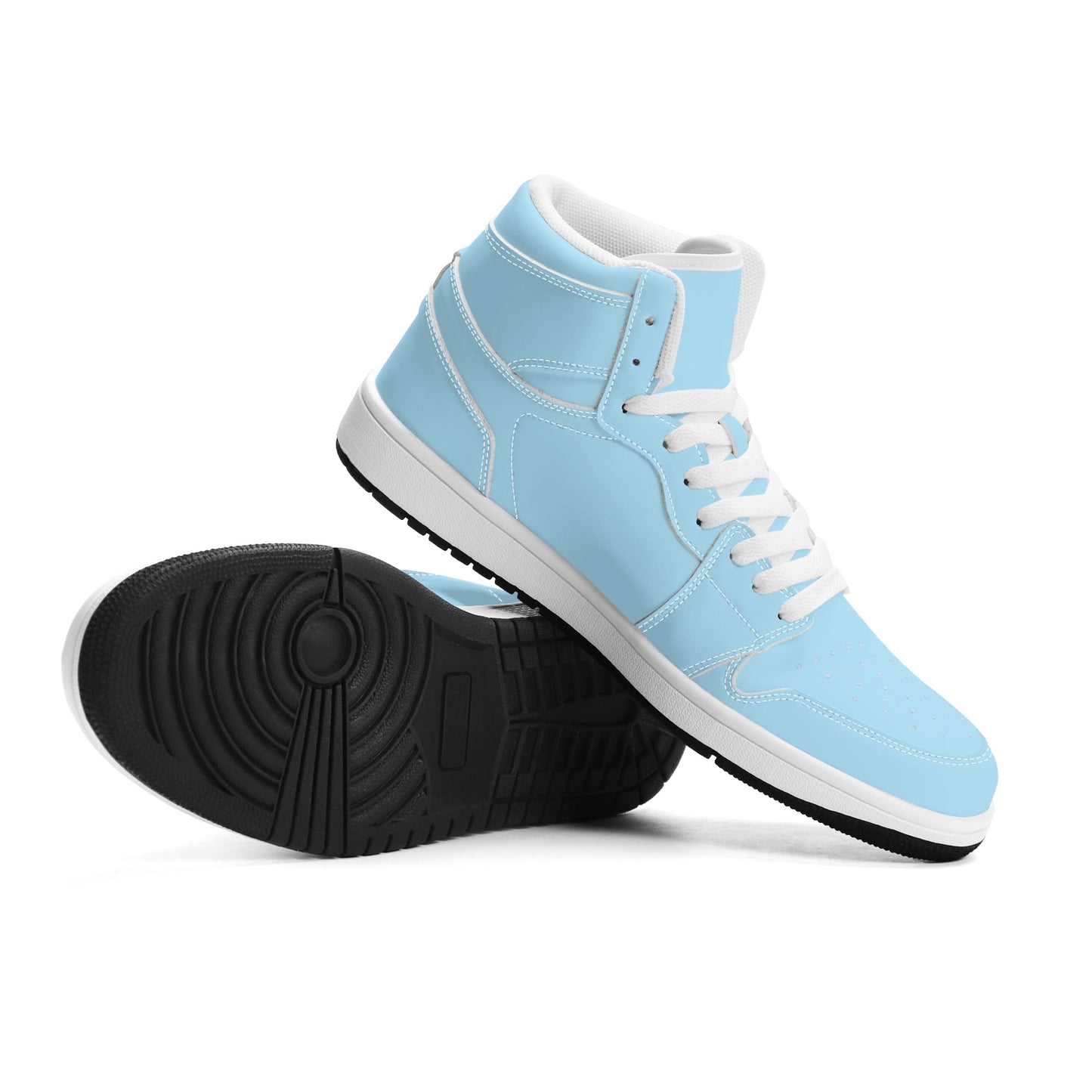 Solid powder blue Jamrock High high top sneakers, white laces and white midsole