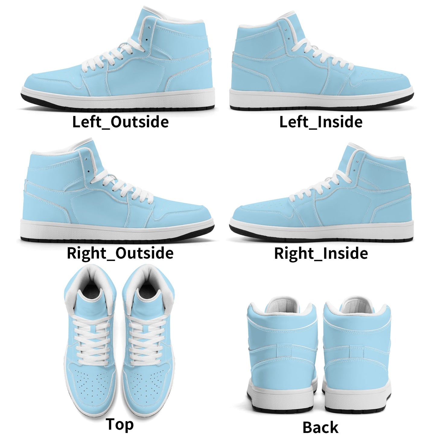 Solid powder blue Jamrock High high top sneakers, white laces and white midsole