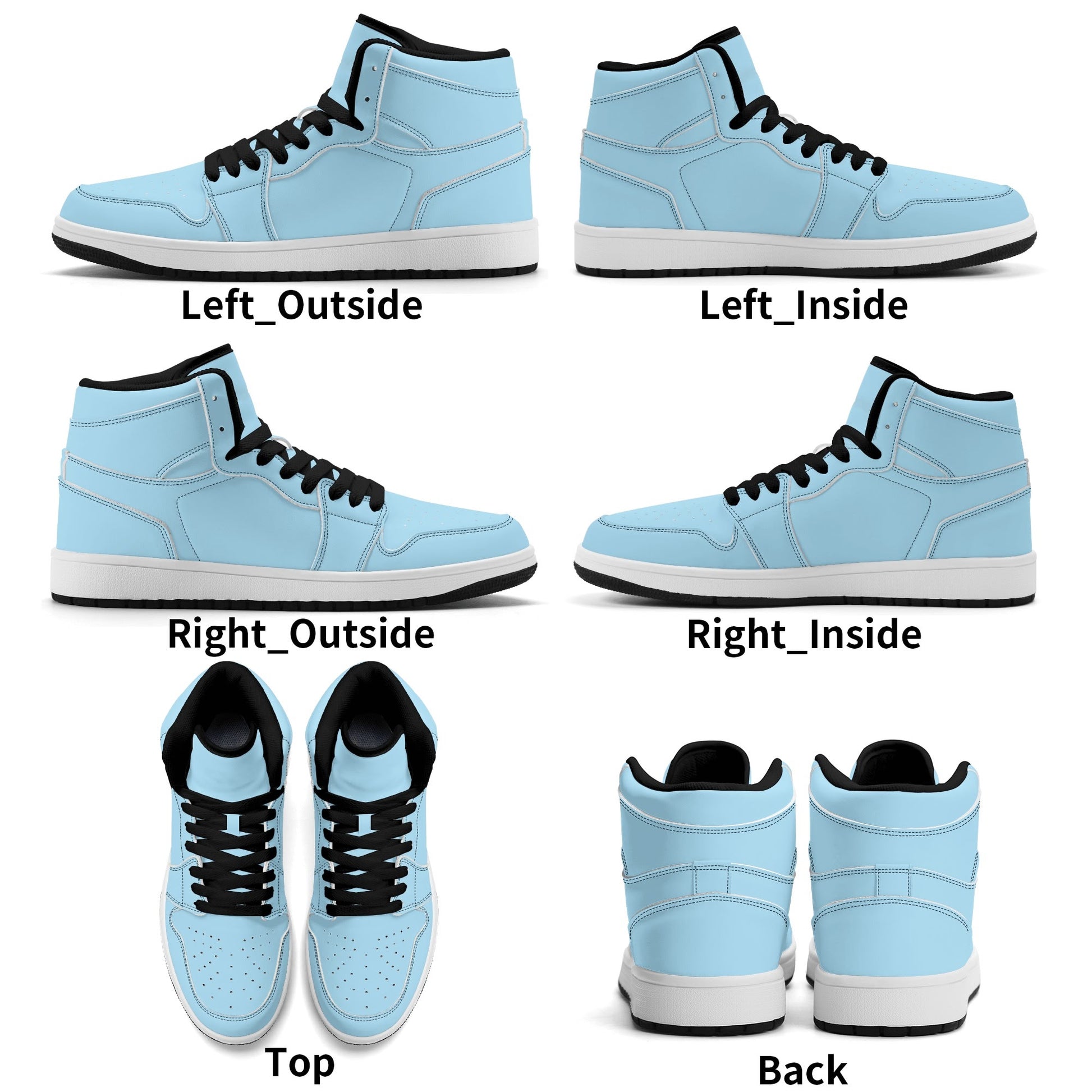 Solid powder blue Jamrock High high top sneakers, white laces and white midsole