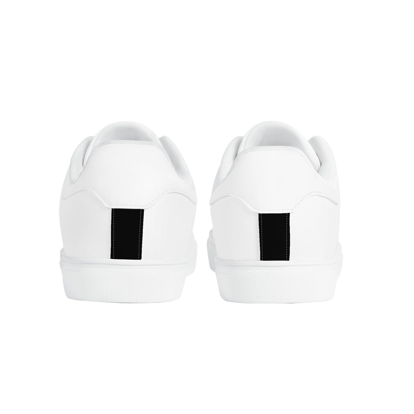 Solid white Ackee Walkers low top sneakers, black laces and black outsole