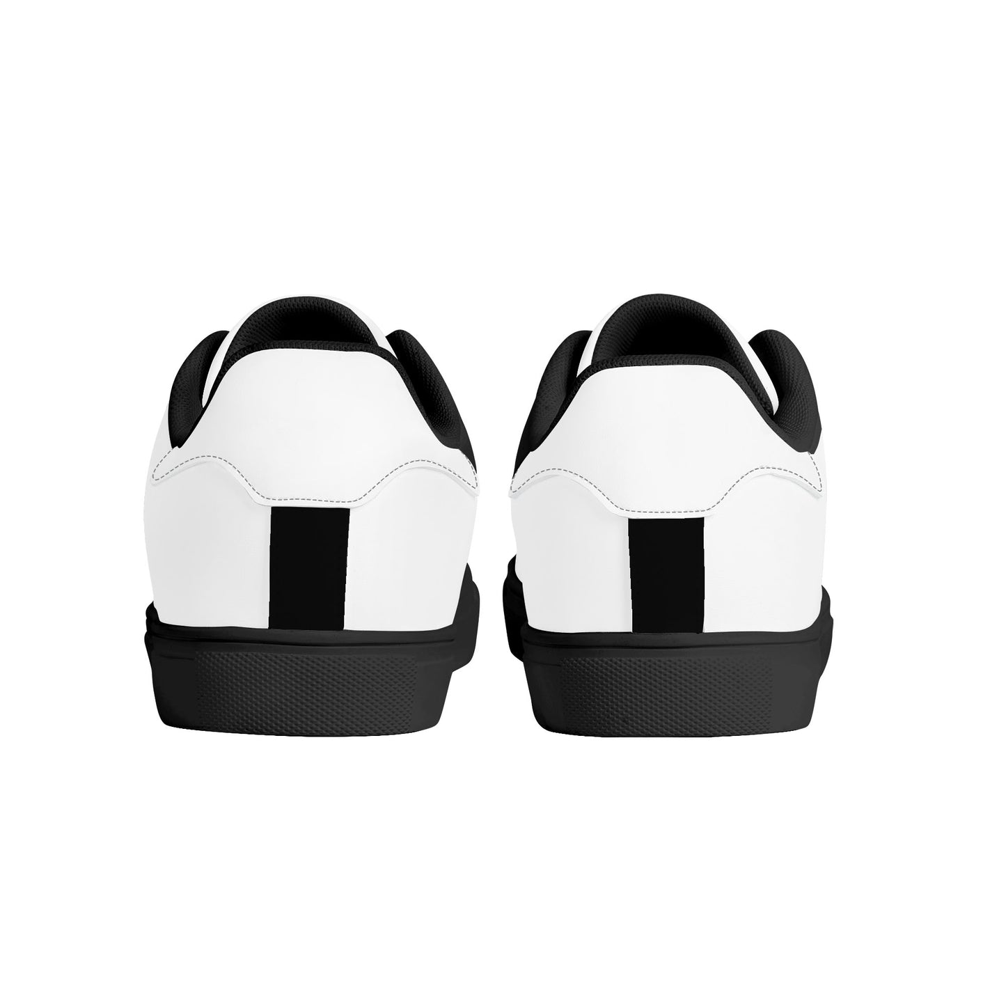 Solid white Ackee Walkers low top sneakers, black laces and black outsole