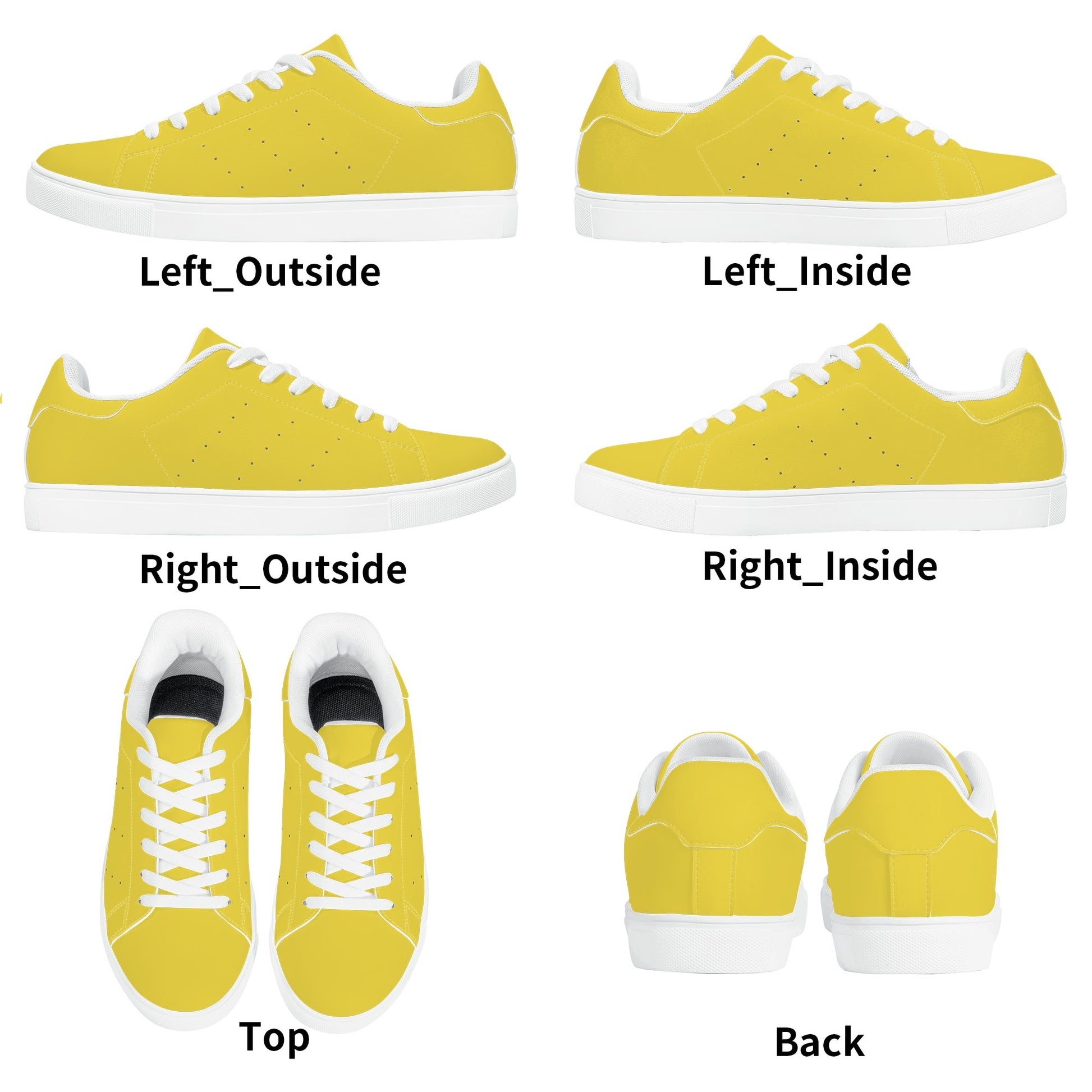 Solid marigold yellow Ackee Walkers low top sneakers, black laces and black outsole