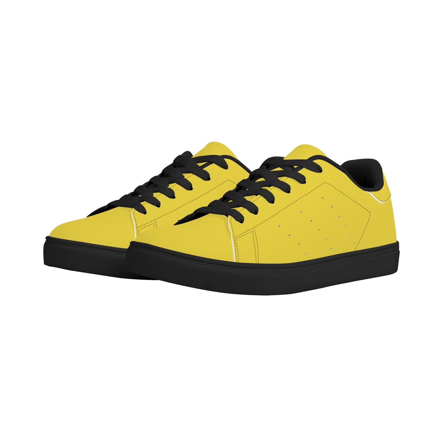 Solid marigold yellow Ackee Walkers low top sneakers, black laces and black outsole