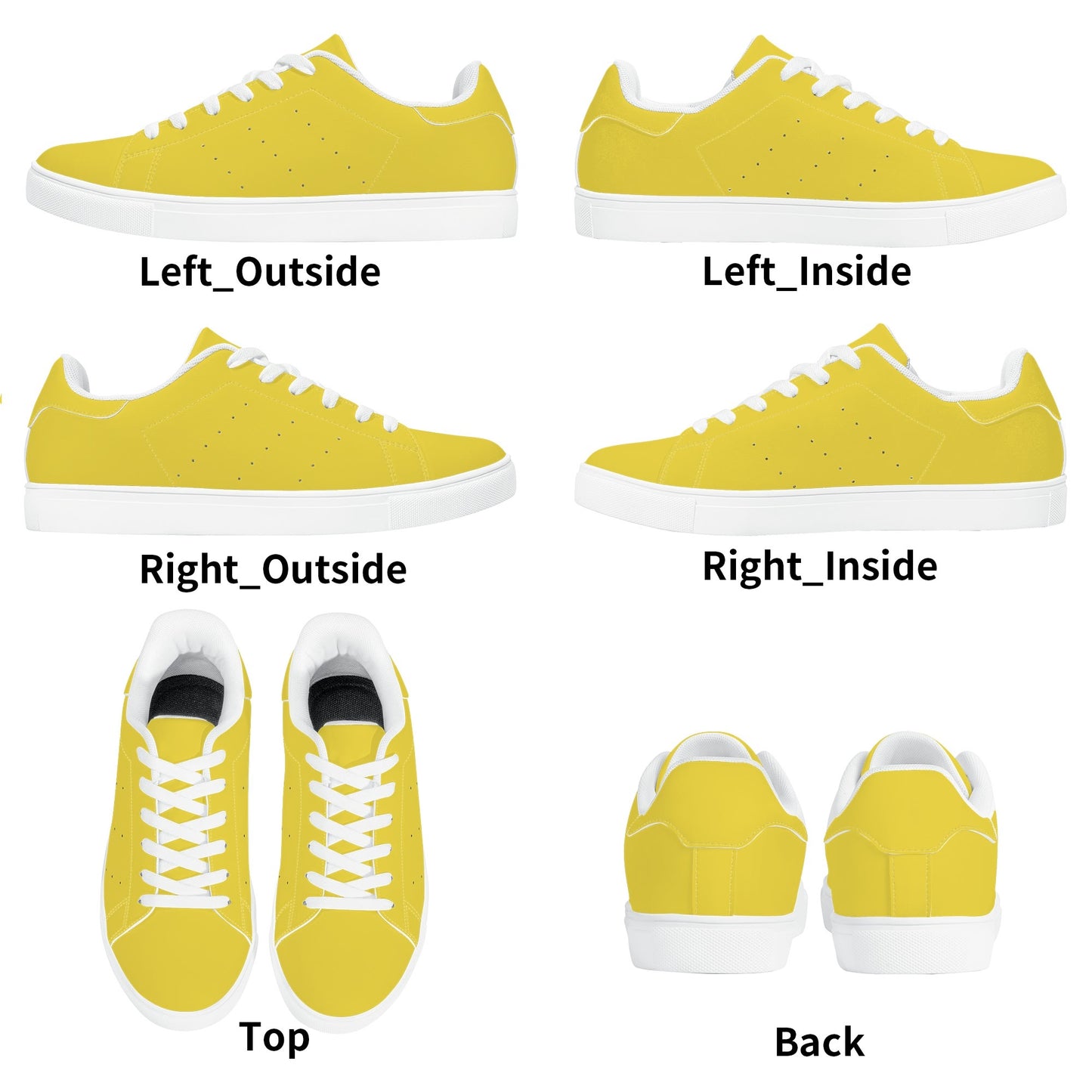 Solid marigold yellow Ackee Walkers low top sneakers, black laces and black outsole