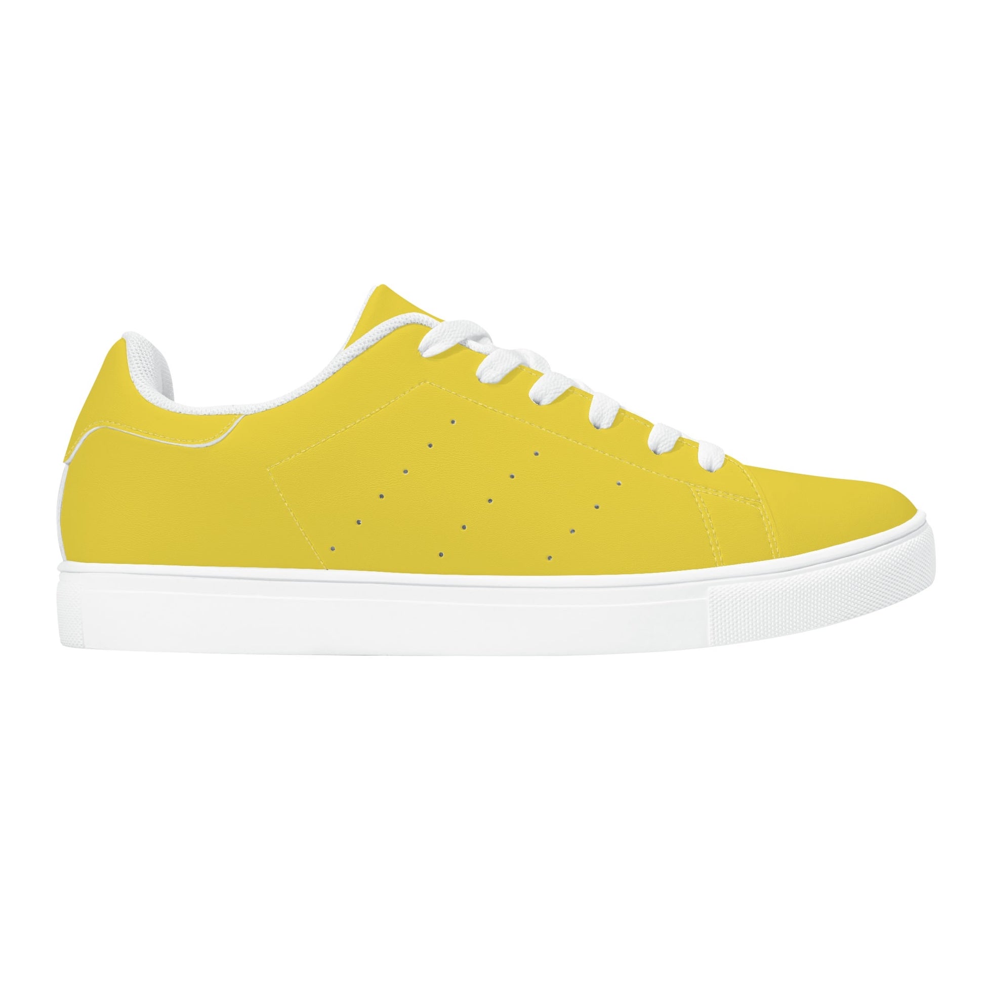 Solid marigold yellow Ackee Walkers low top sneakers, black laces and black outsole