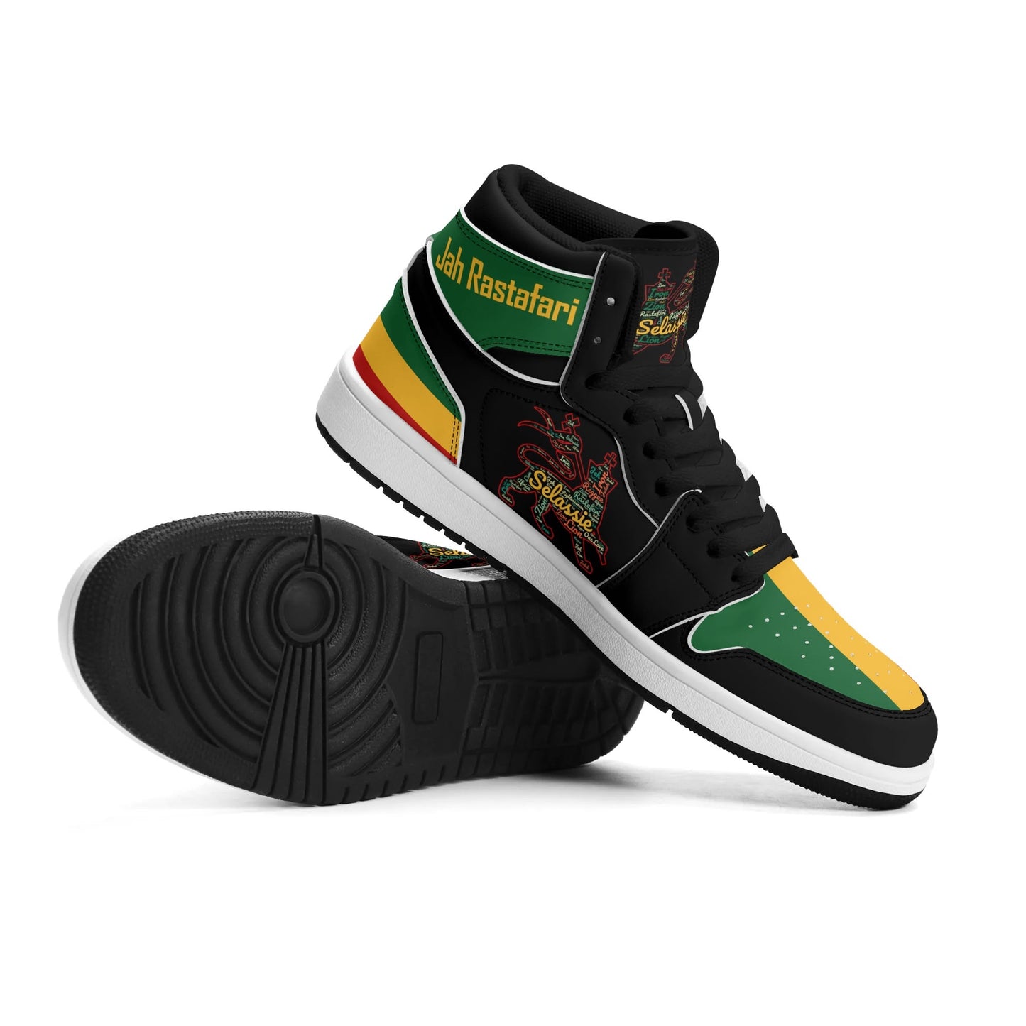 Jamrock Classics High - Jah Lion of Judah Black Shoes