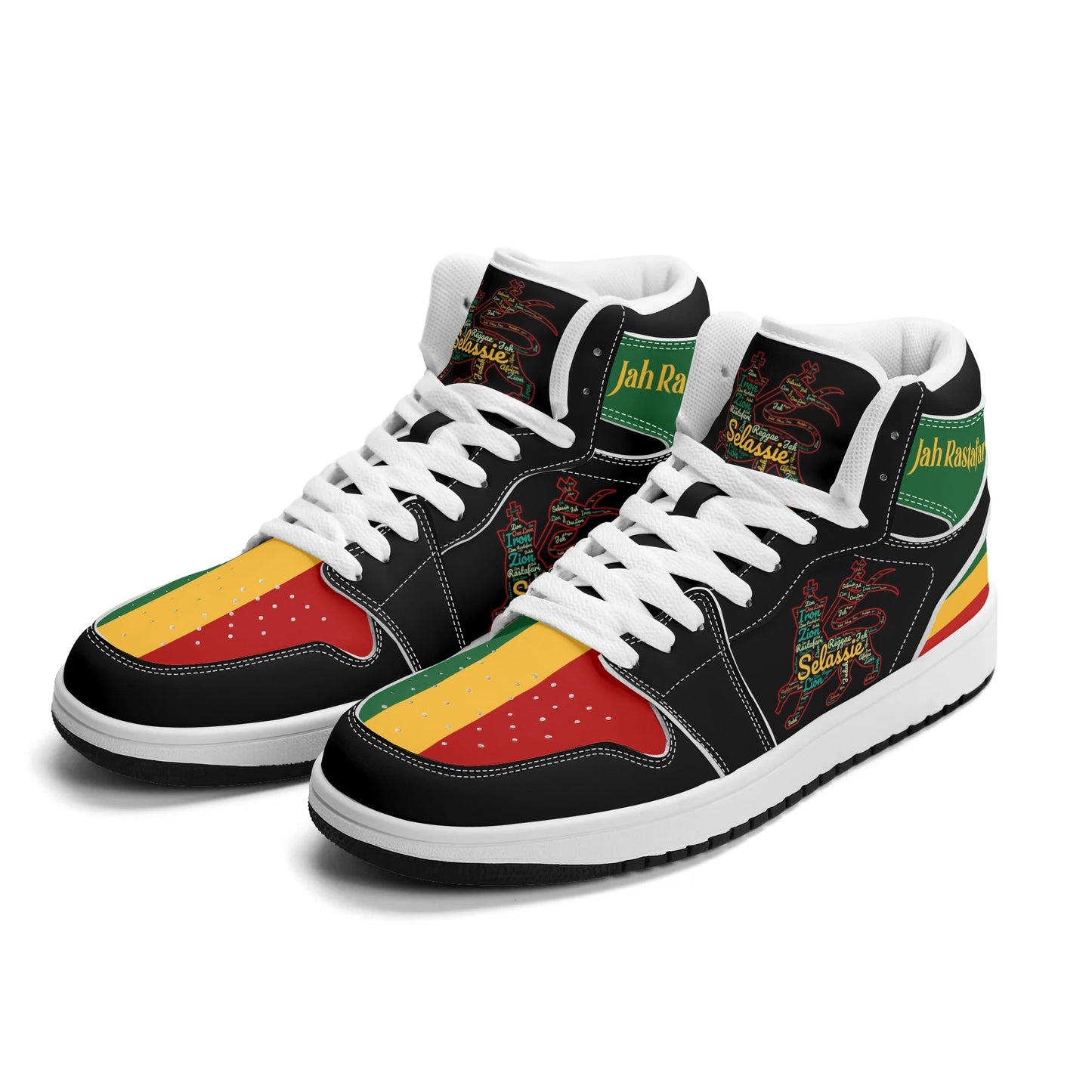 Jamrock Classics High - Jah Lion of Judah Black Shoes