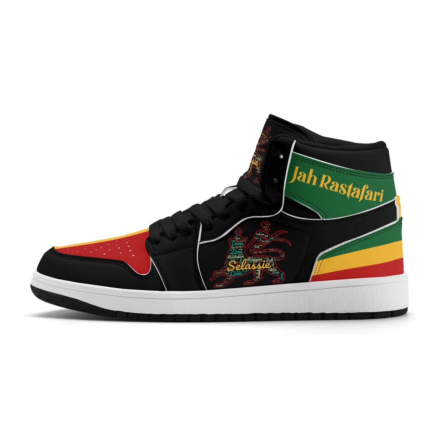 Jamrock Classics High - Jah Lion of Judah Black Shoes