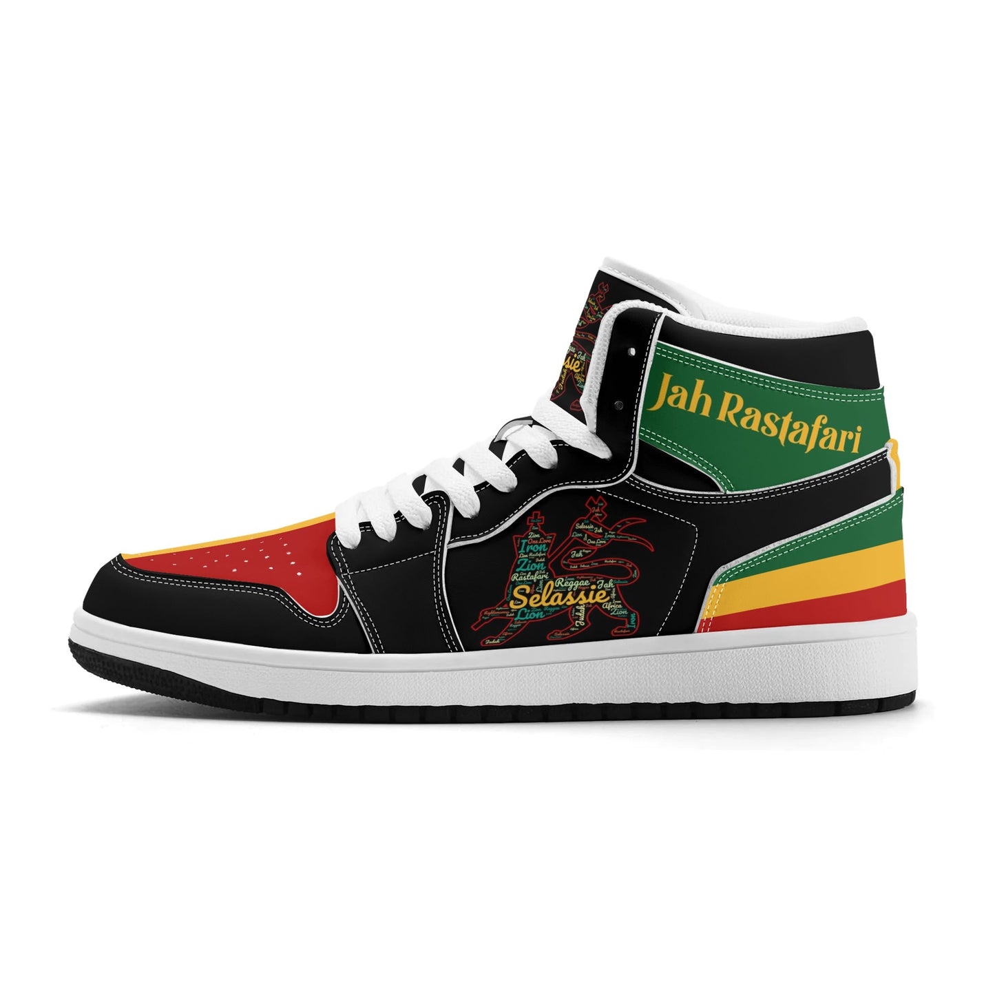 Jamrock Classics High - Jah Lion of Judah Black Shoes