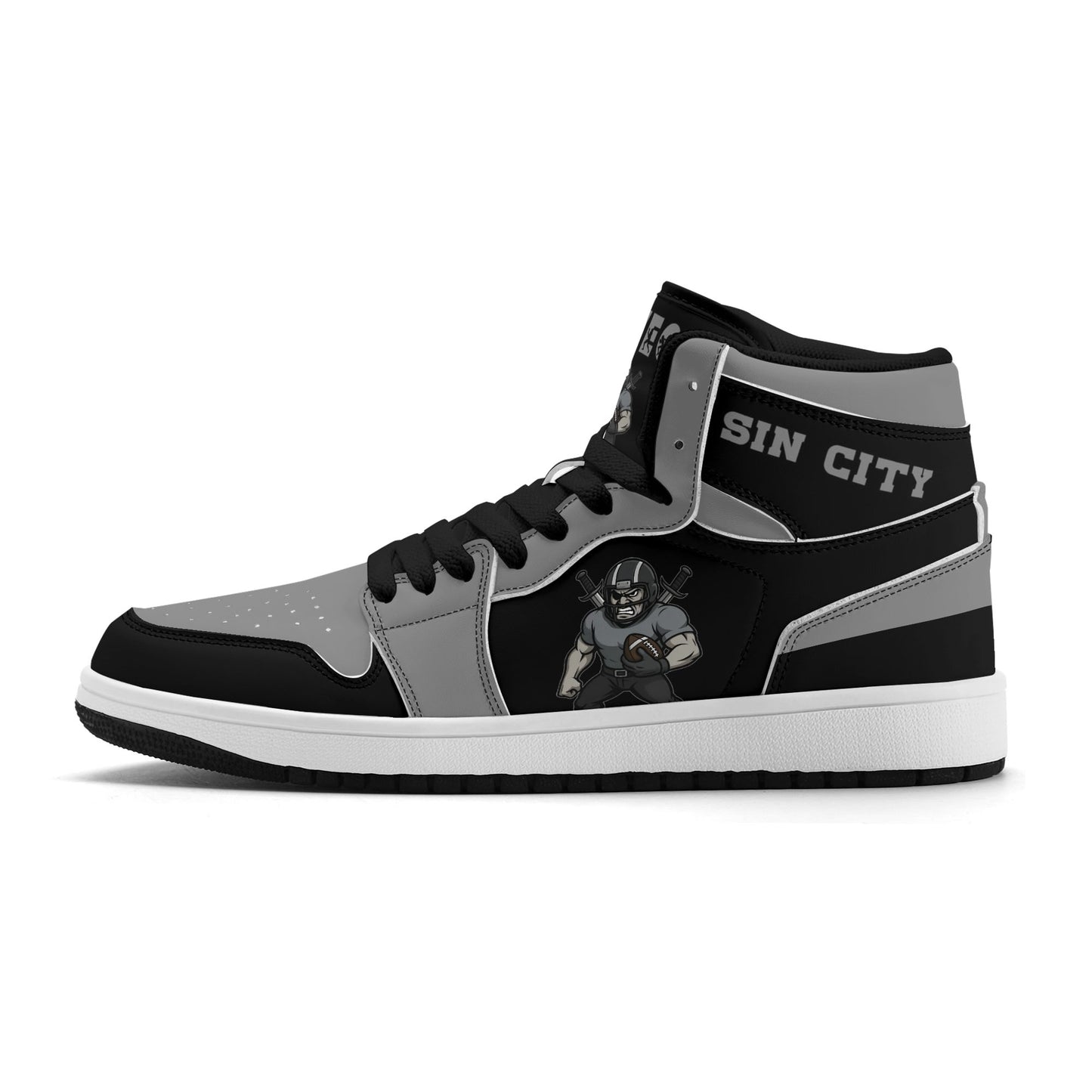 Las Vegas football-inspired Jamrock High top sneakers in white with all-over city graphic printed upper