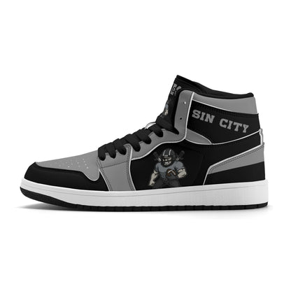 Las Vegas football-inspired Jamrock High top sneakers in white with all-over city graphic printed upper