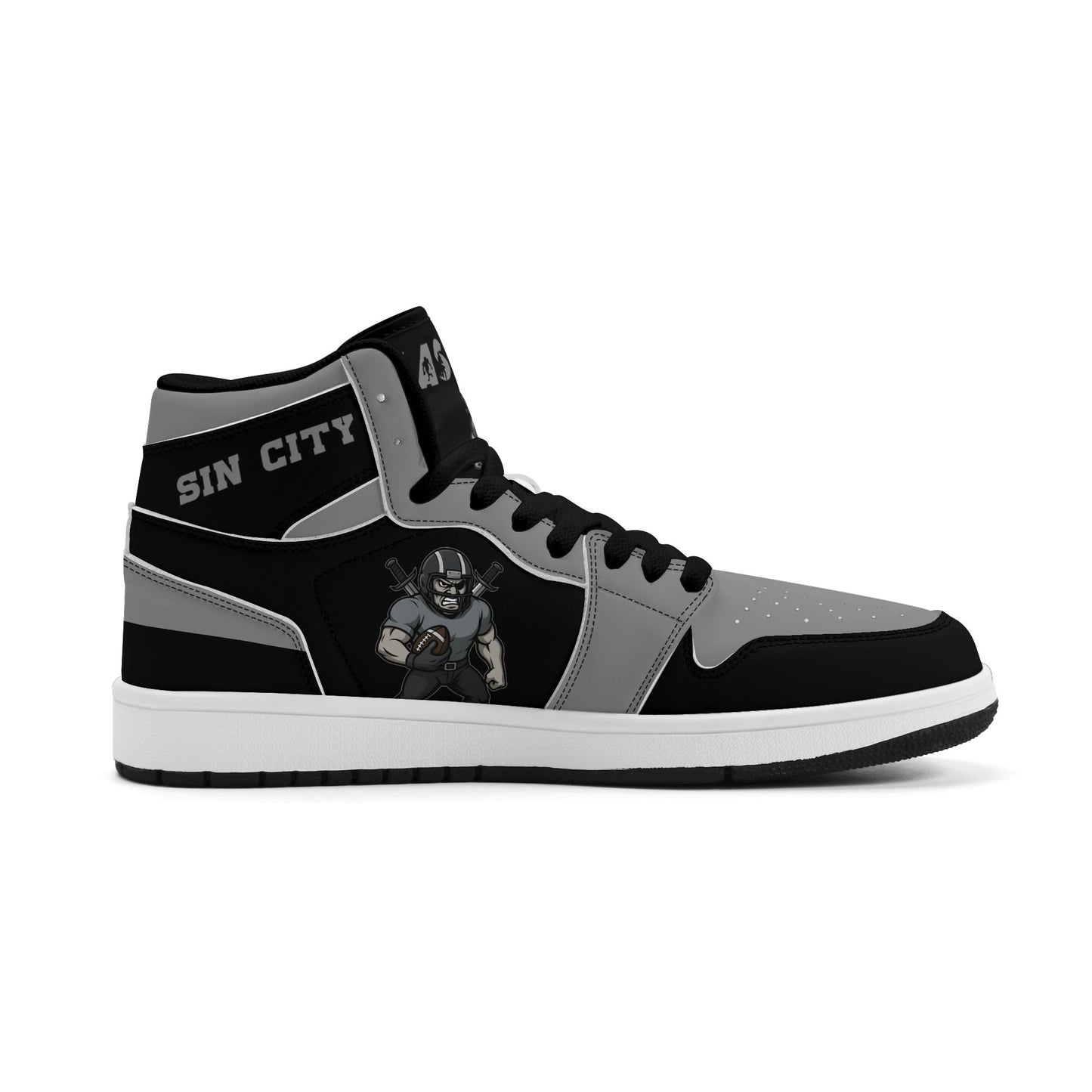 Las Vegas football-inspired Jamrock High top sneakers in white with all-over city graphic printed upper