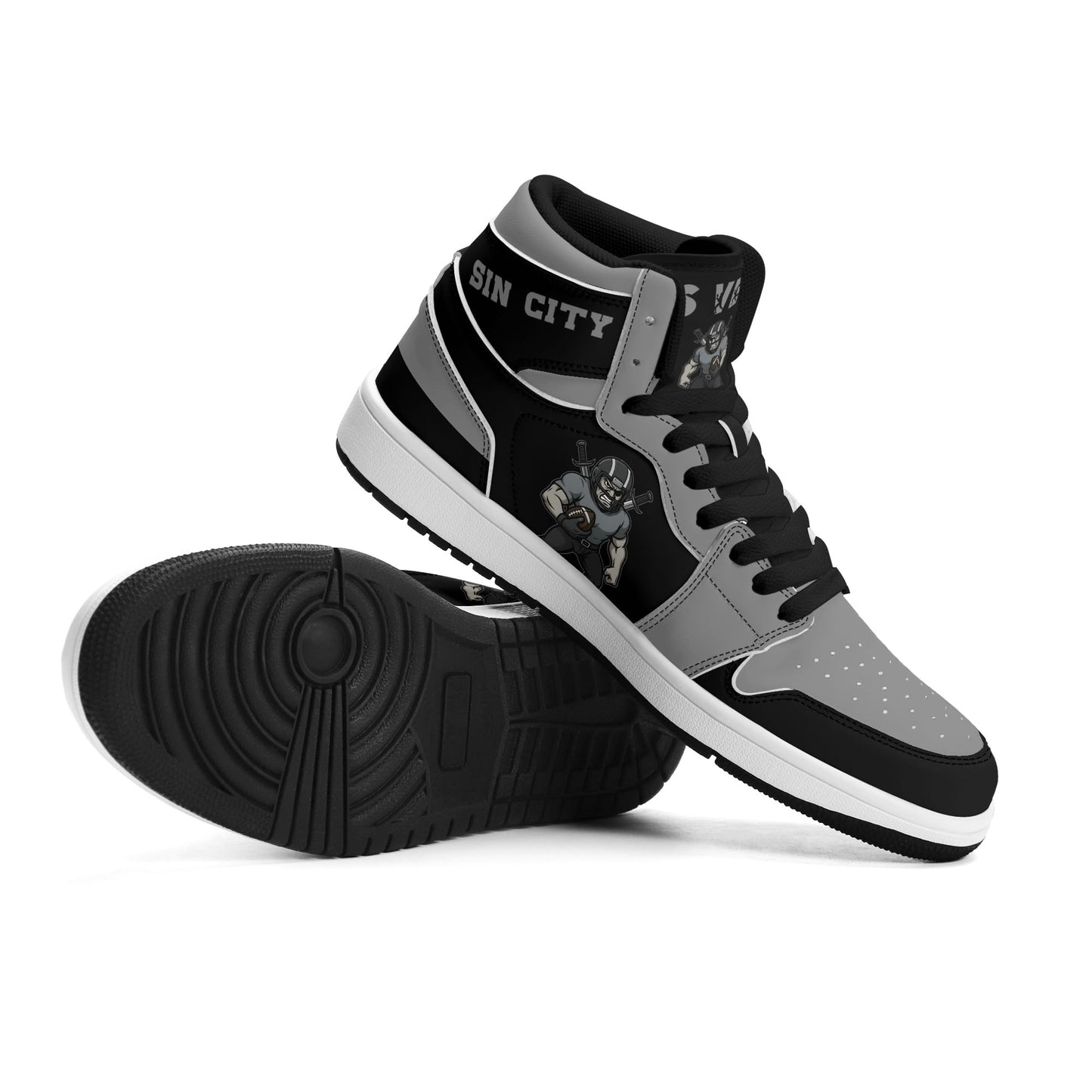 Las Vegas football-inspired Jamrock High top sneakers in white with all-over city graphic printed upper