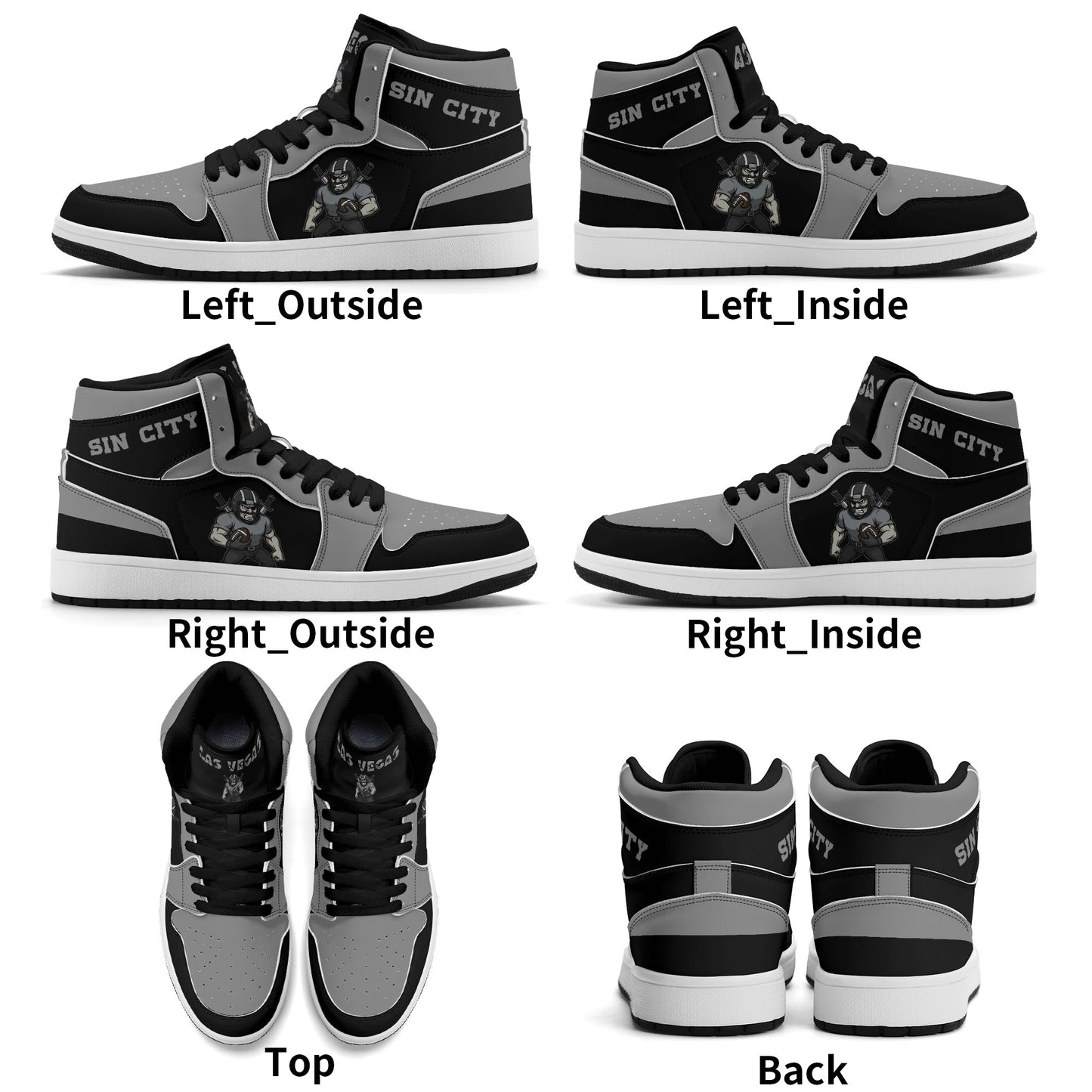 Las Vegas football-inspired Jamrock High top sneakers in white with all-over city graphic printed upper