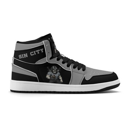 Las Vegas football-inspired Jamrock High top sneakers in white with all-over city graphic printed upper