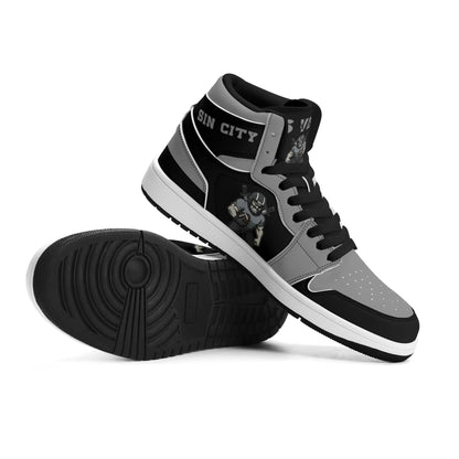 Las Vegas football-inspired Jamrock High top sneakers in white with all-over city graphic printed upper