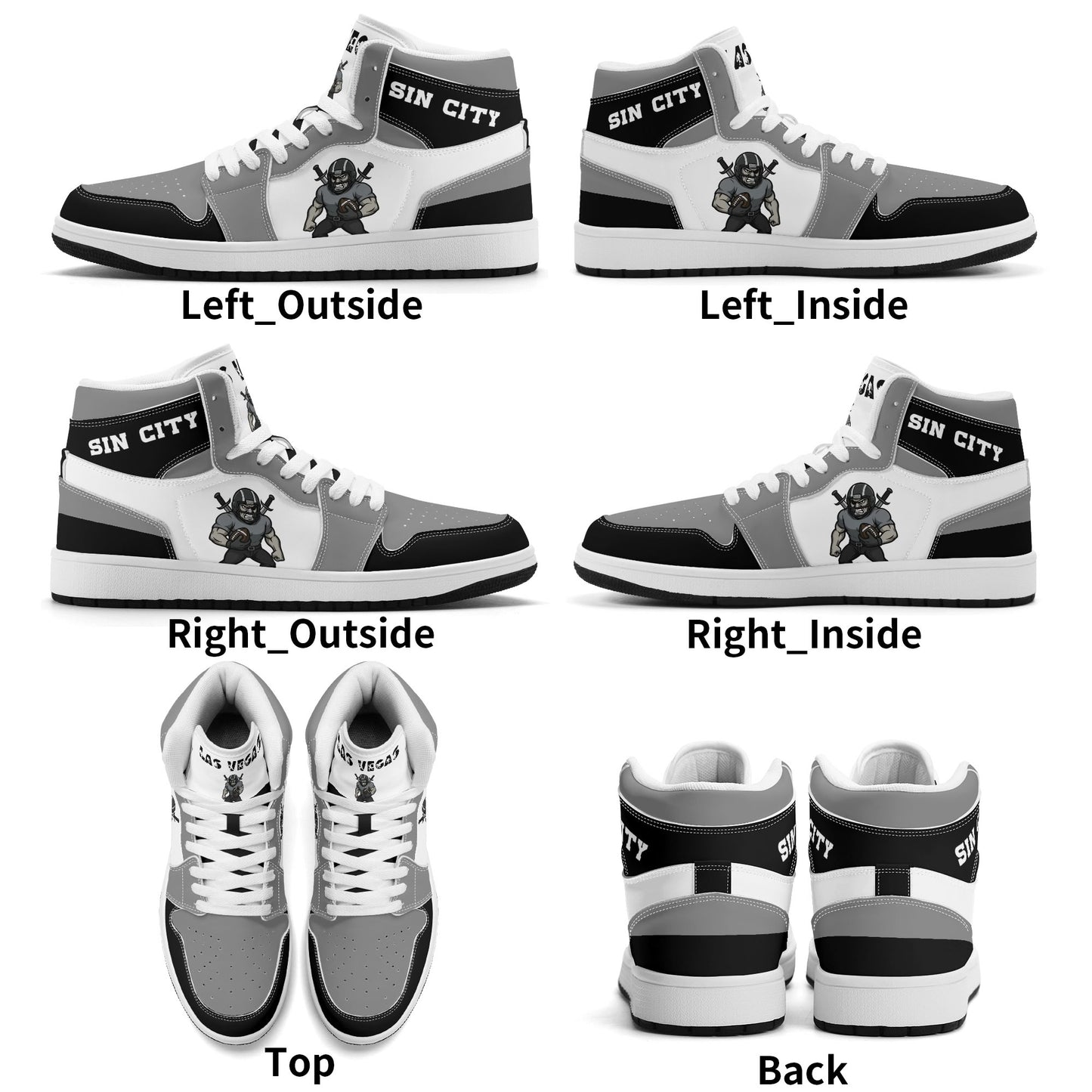Las Vegas football-inspired Jamrock High top sneakers in white with all-over city graphic printed upper