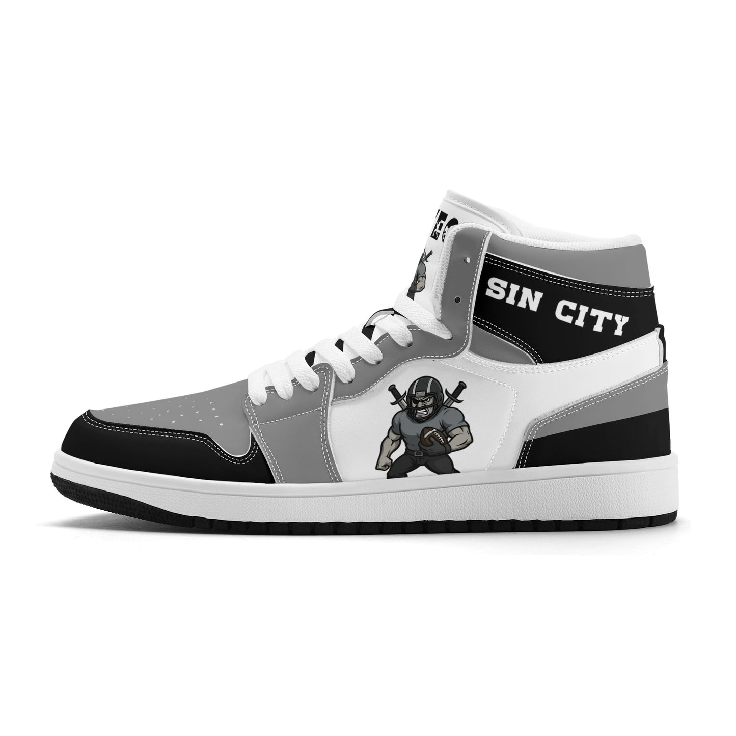Las Vegas football-inspired Jamrock High top sneakers in white with all-over city graphic printed upper