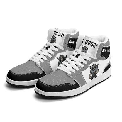 Las Vegas football-inspired Jamrock High top sneakers in white with all-over city graphic printed upper