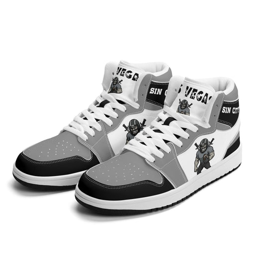 Las Vegas football-inspired Jamrock High top sneakers in white with all-over city graphic printed upper