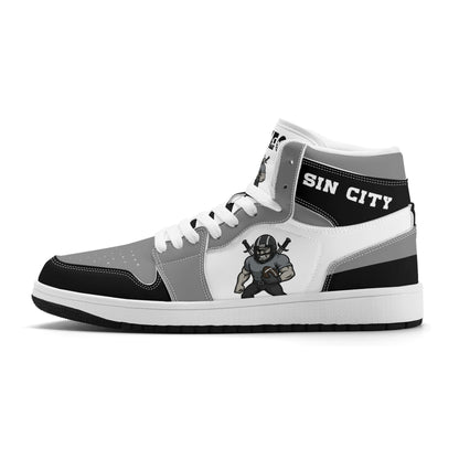 Las Vegas football-inspired Jamrock High top sneakers in white with all-over city graphic printed upper