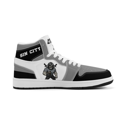 Las Vegas football-inspired Jamrock High top sneakers in white with all-over city graphic printed upper