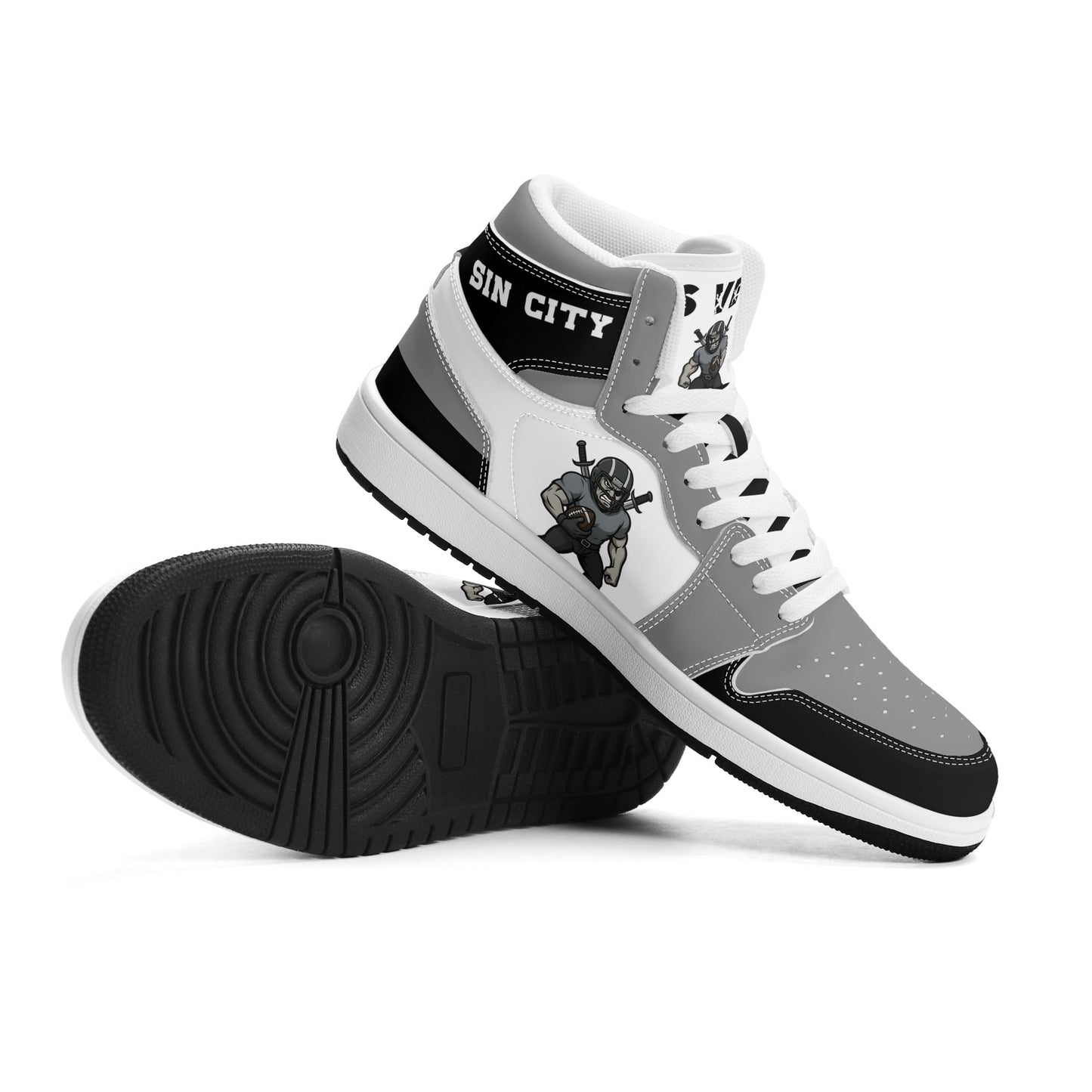 Las Vegas football-inspired Jamrock High top sneakers in white with all-over city graphic printed upper