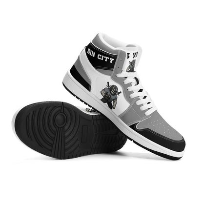 Las Vegas football-inspired Jamrock High top sneakers in white with all-over city graphic printed upper